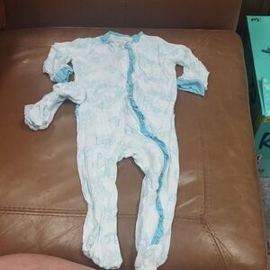 Charming Blue and White Kids Footie Pajamas